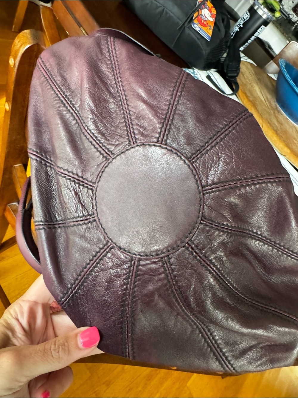Authentic Valentino Garavani Wine Leather Rosette Hobo Bag w/ Scarf - Picture 12 of 16